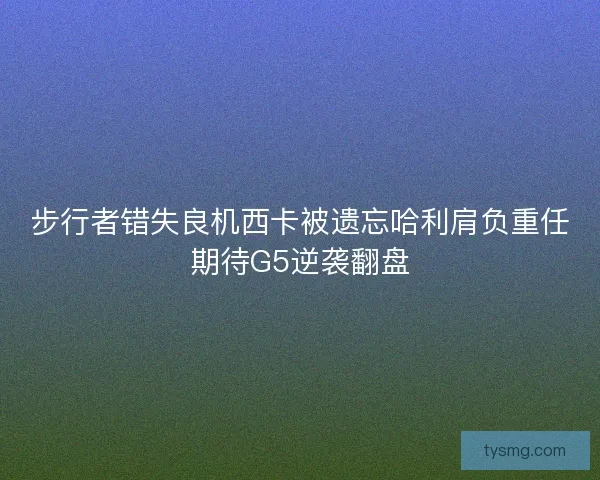 步行者错失良机西卡被遗忘哈利肩负重任期待G5逆袭翻盘
