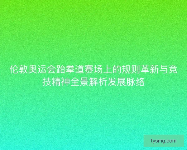 伦敦奥运会跆拳道赛场上的规则革新与竞技精神全景解析发展脉络